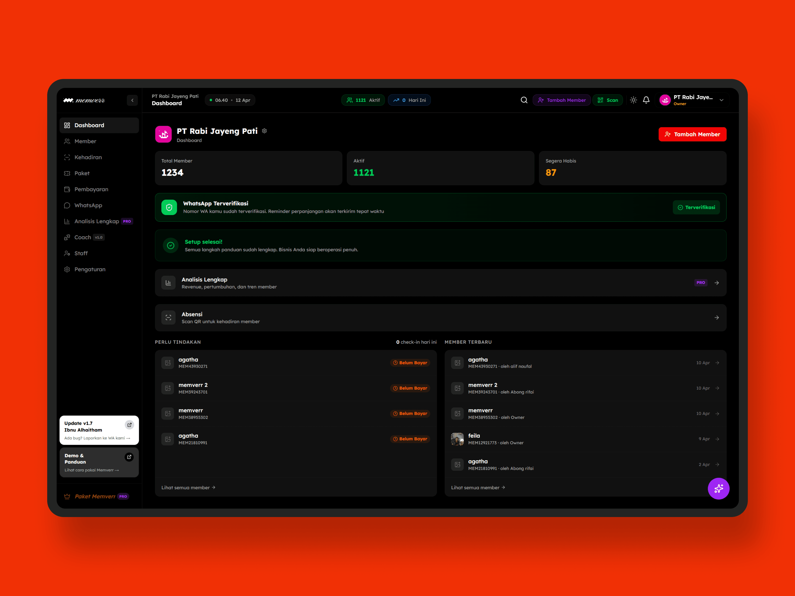 Memverr Dashboard Member