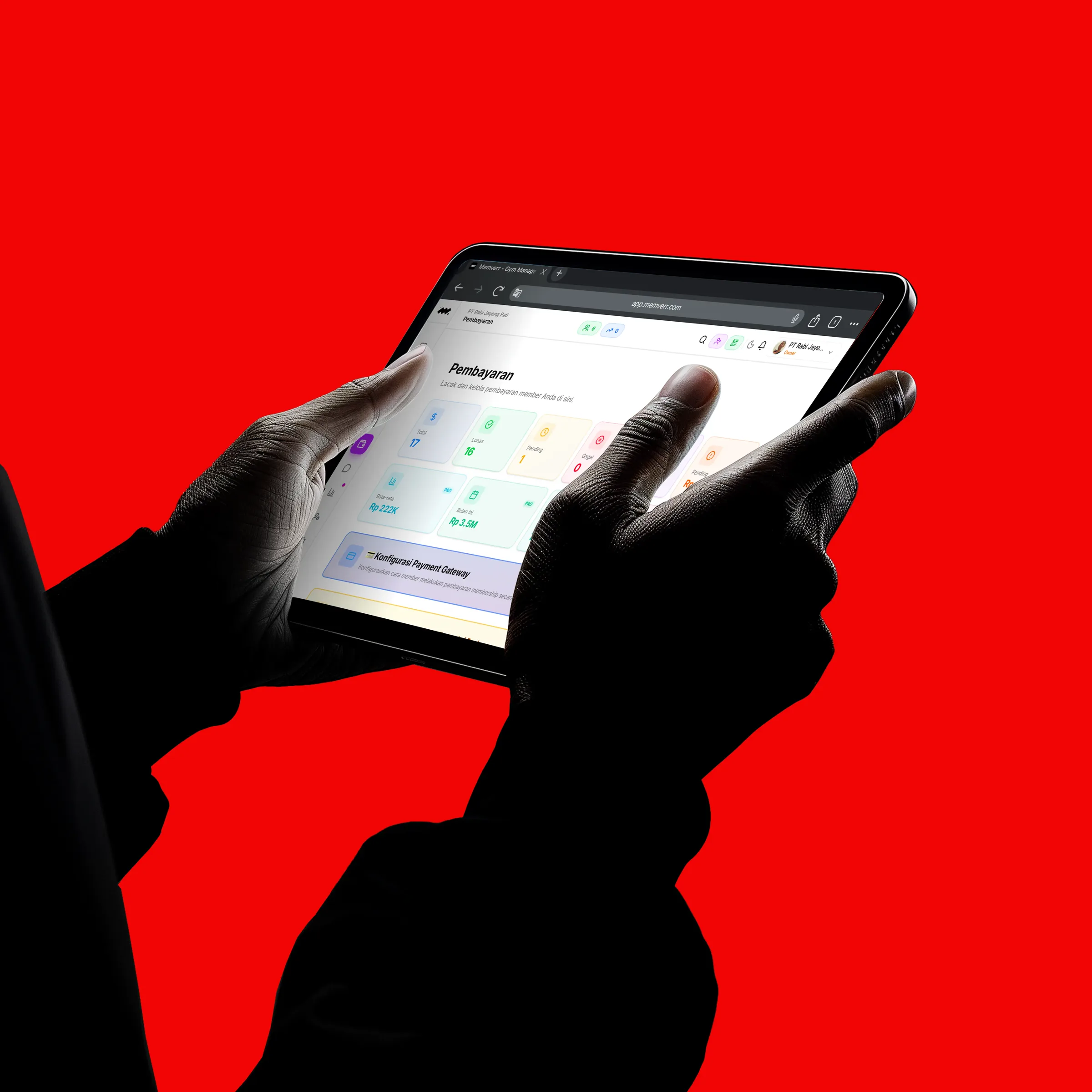 Dashboard Memverr di iPad